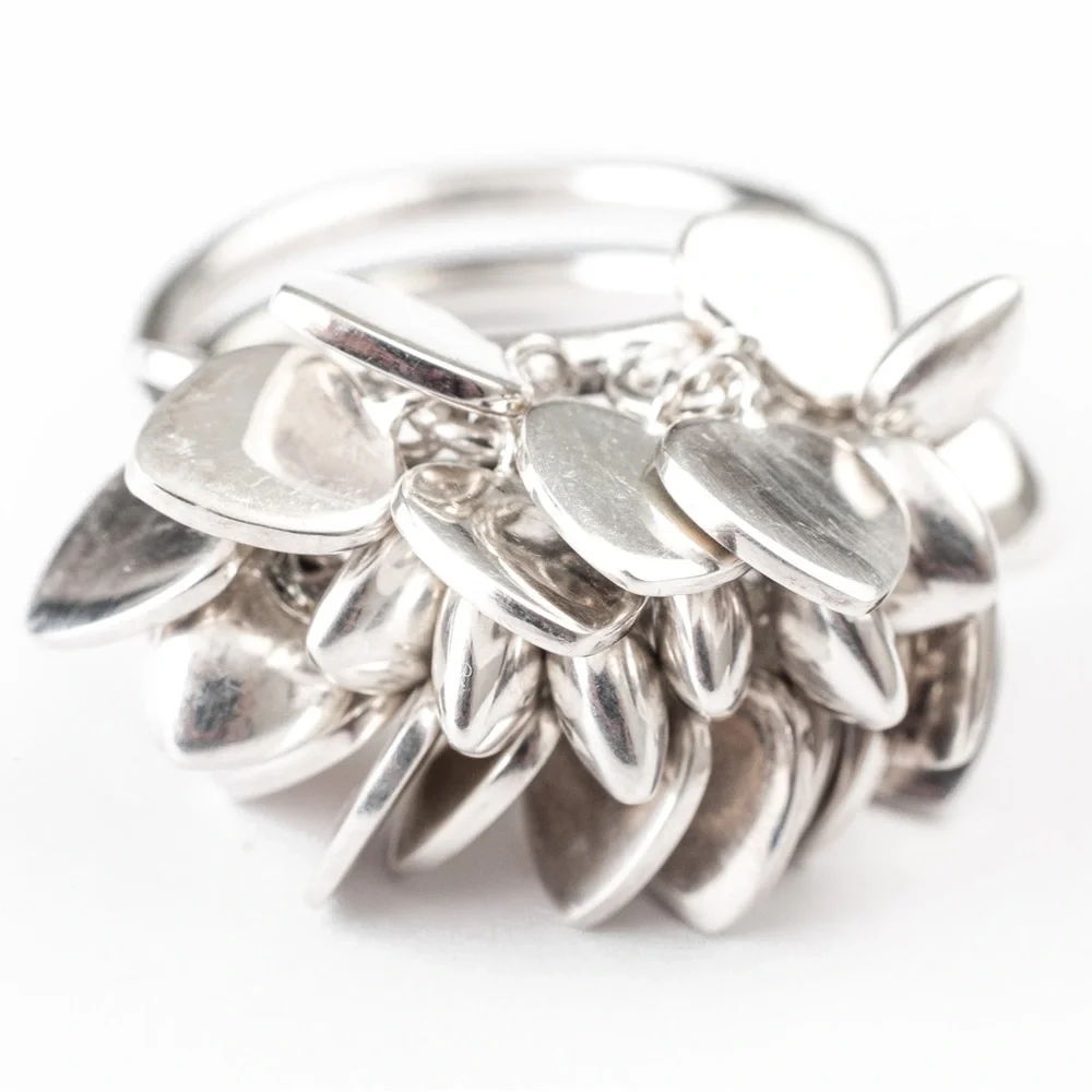 Vintage statement ring heart cluster sterling silver 8 - Picture 5 of 16